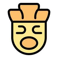 Tiki mask showing surprise with open mouth and closed eyes vector