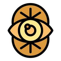 Eye symbol emerging from two circles with abstract shapes vector