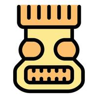 Tiki idol depicting ancient polynesian deity with orange accents vector