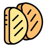 Two slices of toasted bread showing grill marks, perfect for breakfast sandwiches vector