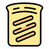 Toasting bread with three heating elements icon representing breakfast preparation vector