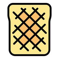 Toasted bread slice showing cross hatch pattern for breakfast vector