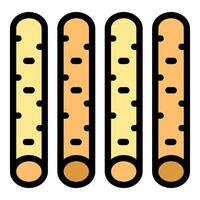 Four breadsticks with sesame seeds forming a row, bakery product icon vector