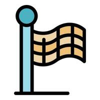 Checkered flag waving on a pole symbolizing motorsport racing and competition vector