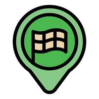 Green map pointer with finish flag icon for racing events vector