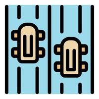 Kayaks floating on blue water surface in top view vector