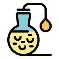 Chemical dropper adding liquid to flask with bacteria growing inside vector