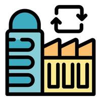 Modern factory implementing circular economy principles for sustainable manufacturing vector