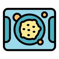 Delicious cookie being prepared on a griddle for baking vector