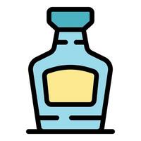 Closed tequila bottle with blank label standing on white background vector