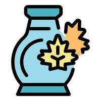 Glass jar with maple leaf containing canadian maple syrup vector