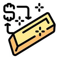 Gold bar exchange rate increasing, finance and investment concept vector