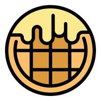 Round waffle with melted butter dripping, filling grid pattern vector