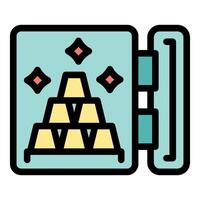 Open bank vault showing gold bars inside, wealth and savings concept vector