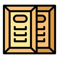 Wooden electrical panel showing circuit breakers and wiring vector