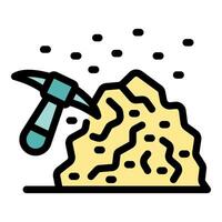 Pickaxe mining gold ore, mining industry concept vector