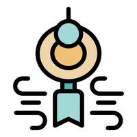 Round sensor detecting airflow with bookmark icon vector