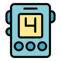 Electronic device showing number four on display with buttons below vector
