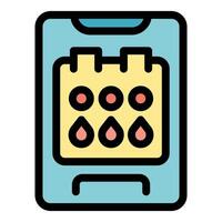 Menstrual cycle tracking app showing period calendar on smartphone screen vector