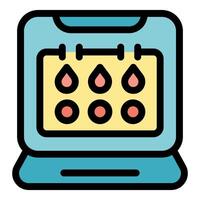 Menstrual cycle tracking app showing period calendar on laptop vector