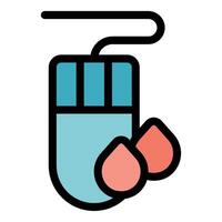 Computer mouse connected to blood drops, healthcare technology symbol vector