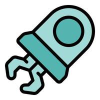 Robotic arm and spacecraft module icon for automation and space exploration vector