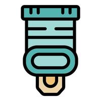 Urine test cup with sample showing positive result for drug test vector