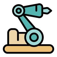 Robotic arm performing industrial task on production line vector