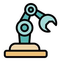 Robotic arm holding wrench, automation in manufacturing process vector