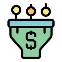Sales funnel generating revenue with multiple inputs and dollar sign vector