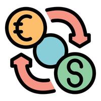Euro dollar exchange rate converting with arrows and circle icon vector