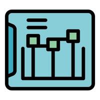 Tablet showing interactive business planning software with flowchart vector