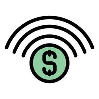Contactless payment system transmitting dollar coin information wirelessly vector