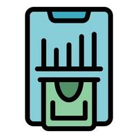Smartphone showing growing statistics and printing money vector