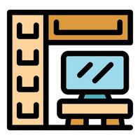 Modern home office setup with computer and storage vector
