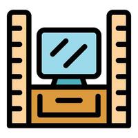 Architect desk with computer and rulers representing design and precision vector