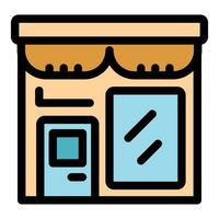 Payment terminal located on building facade simplifying transactions vector