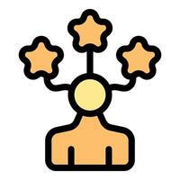 Person managing multiple tasks with star symbols representing excellent performance vector