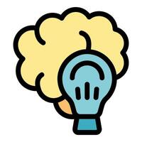 Brain generating a creative idea symbolized by light bulb vector