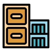 Archive and server rack storing valuable data and information vector
