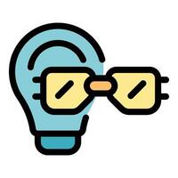 Light bulb wearing augmented reality glasses, exploring the future of innovation vector
