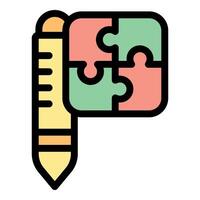 Pencil drawing puzzle pieces representing problem solving vector
