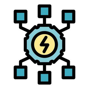 Energy decentralized network management system icon representing power distribution vector