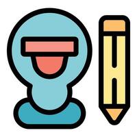 Lightbulb wearing augmented reality headset and pencil representing innovative ideas vector