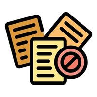 Documents with rejected symbol representing access denied or blocked content vector