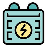Electric car battery showing charging status with lightning bolt symbol vector