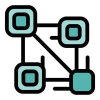 Blockchain network connecting square blocks representing cryptocurrency transactions vector