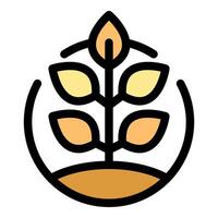 Circular wheat plant icon symbolizing agriculture and growth vector