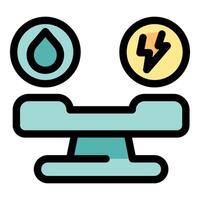 Balance comparing water and energy resources consumption vector