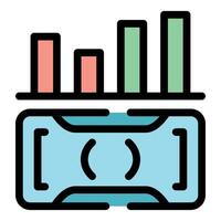 Augmented reality headset showing statistics graph, modern technology concept vector